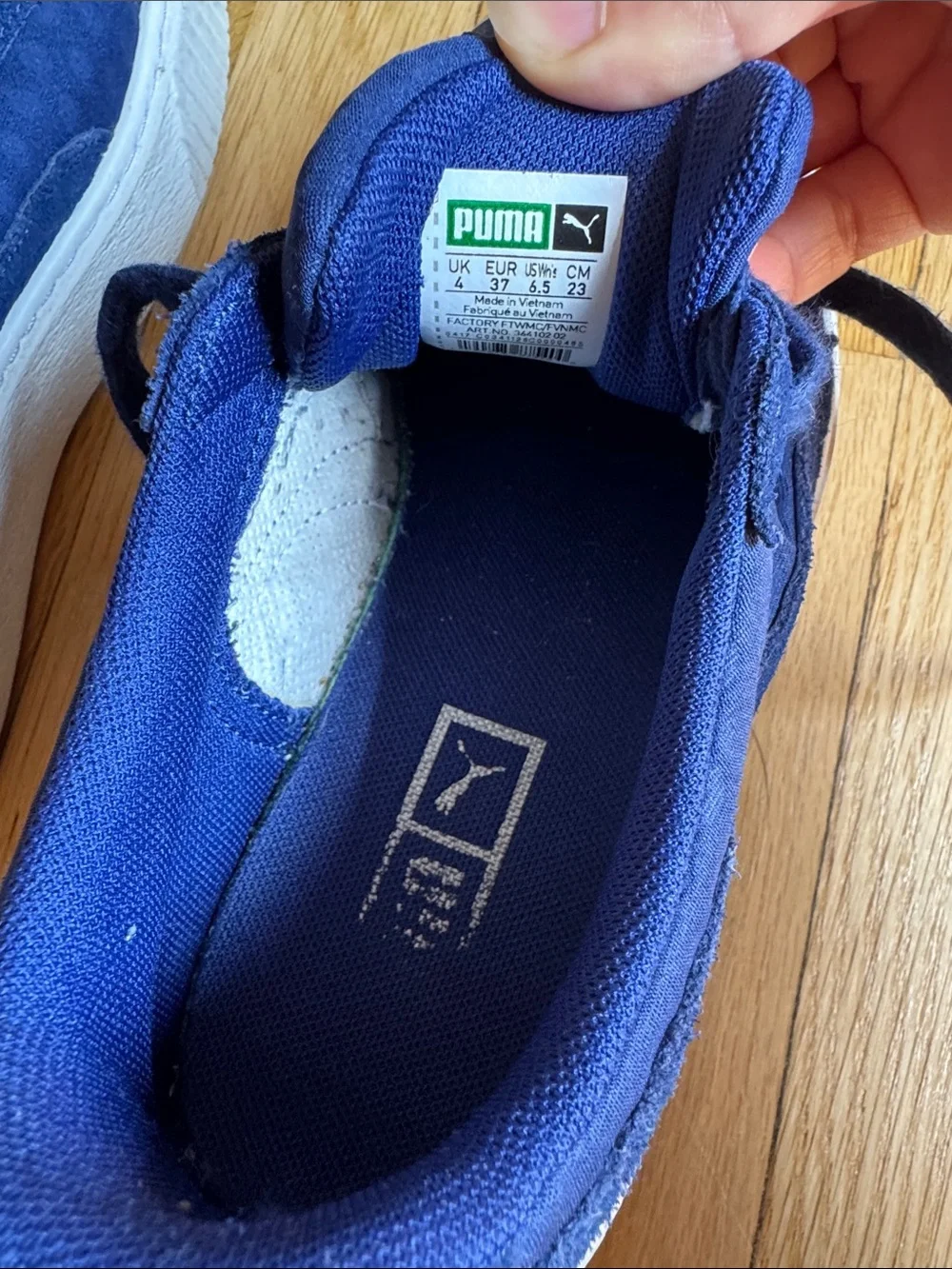Puma Blue Suede Sneakers with White Sole